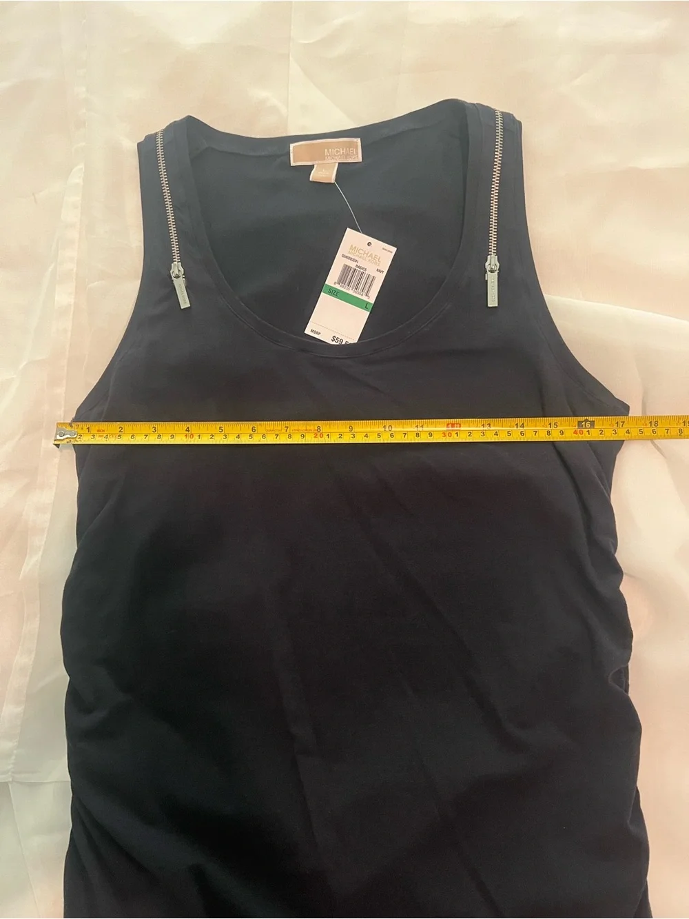 Michael Kors Black Tank with Silver Zipper Shoulder Detail New With Tags